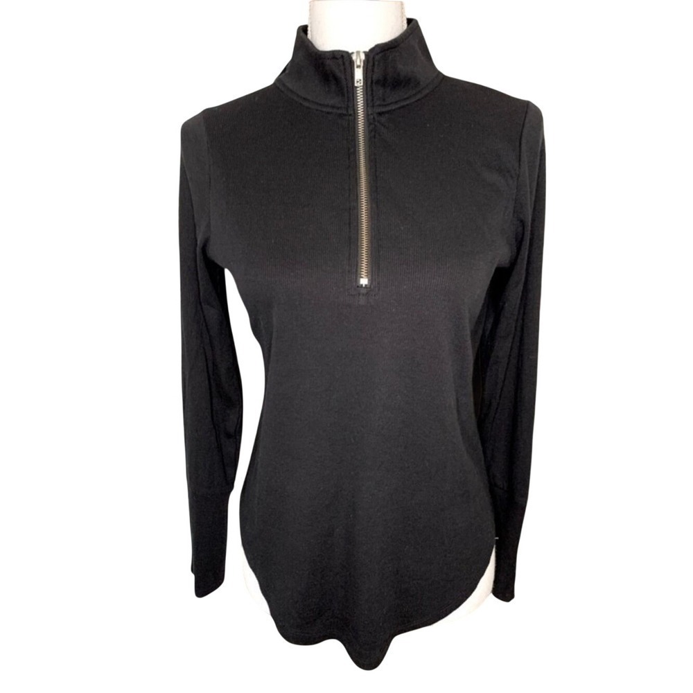 Chaser Women Back 3/4 Zip pullover ribbed‎ knit Top Zipper Size Small